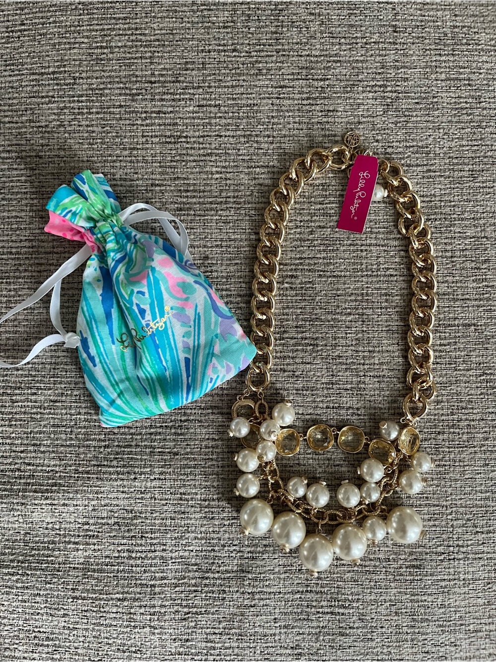 Lilly Pulitzer Gold-Tone Chain Necklace with Pearl Drops